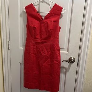 Ann Taylor Double V Neck Sleeveless Dress in Red Coral- size 4 Petite